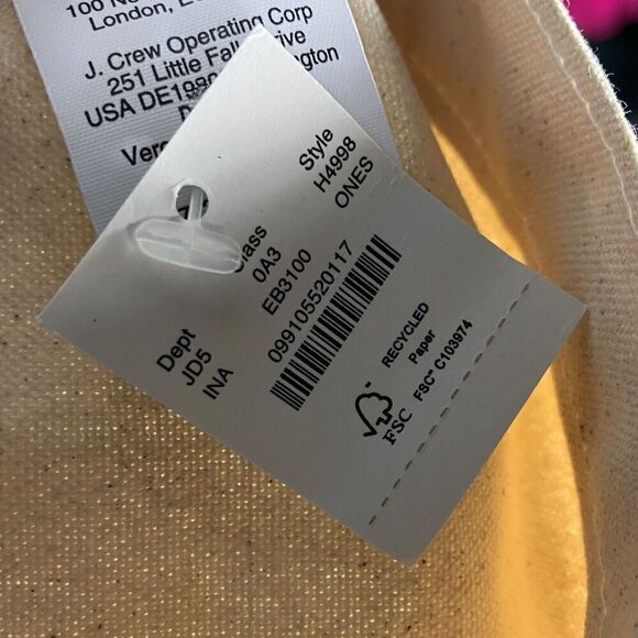 J Crew Tote Adult Canvas Striped Square Everyday Cotton H4998 Navy Blue - Picture 6 of 8